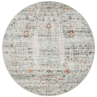 benuta Vintage-Teppich George waschbar ø 120 cm rund , Türkis , Kunststoff , Vintage , Rund , 120x120 cm , Oeko-Tex® Standard 100 , in verschiedenen Größen erhältlich, rutschfeste Unterfläche, waschbar , Teppiche und Böden, Teppiche, Vintageteppiche