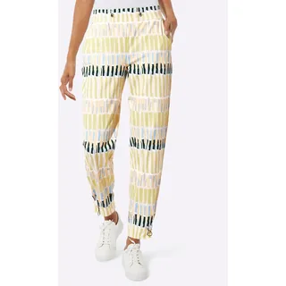 Schlupfhose CREATION L, Damen, Gr. 46, Normalgrößen, bunt (ecru, moos, bedruckt), 75% Polyamid, 25% Elasthan, bedruckt, gemustert, mehrfarbig, Hosen Schlupfhose