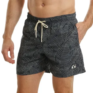 RIPT Herren Essentials Badeshorts schnell trocknend UV 50 Sonnenschutz Badehose, Marineblauer Blattdruck, XXL