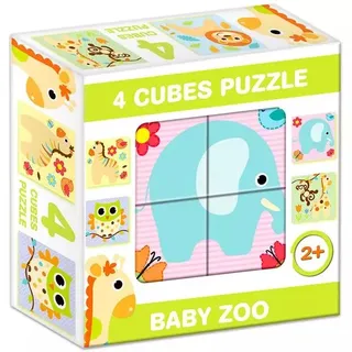 Mixpuzzle mit Würfeln, 4 Teile - Wildtiere