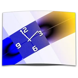 Wanduhr XXL 3D Optik Dixtime abstrakt blau gelb 50x70 cm leises Uhrwerk GR-035 - Blau
