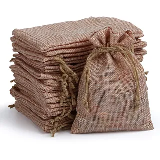 Adventskalender zum Befüllen, 24 Lachs Säckchen, 10 x 14 cm, Kordelzug | Stoffbeutel in rustikaler Jute-Optik; ideal für Advent, Weihnachten, Nikolaus sowie kleine Geschenke und Überraschungen