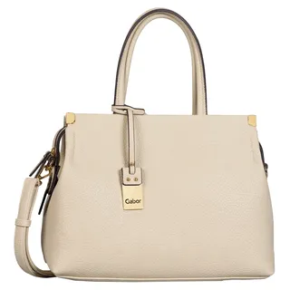 Shopper GABOR "Gela", Damen, Gr. B/H/T: 35cm x 24cm x 13,5cm, beige, Polyurethan, Polyurethan (PU), clean, gepflegt, unifarben, Taschen Shopper, genarbtes Lederimitat mit schmückenden Metallecken, hochwertiges Logo