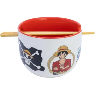 Stor One Piece Ramen-Schüssel mit Stäbchen Classic Weiß