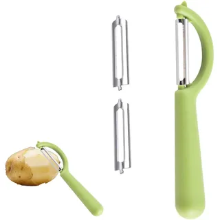 Gemüseschäler Set mit 1 Schäler & 2 Ersatzklingen – Universalschäler Kompatibel mit Tupperware, WMF, Fackelmann, Rösle– Kartoffelschäler Sparschäler aus Edelstahl für Küche & Gemüse