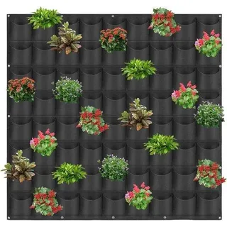 Hängende Pflanzkästen - Vertikale Gartenzäune - Wand Begrünung - 72 Pflanzkästen - 100x100 cm - Schwarz - Schwarz