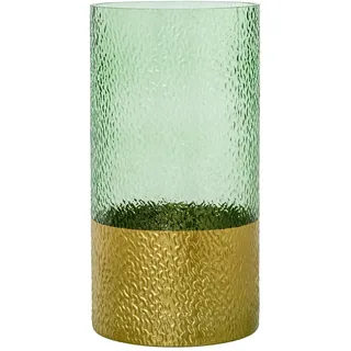 Tischvase, Glas, Grün und Gold, 15 x 15 x 30 cm