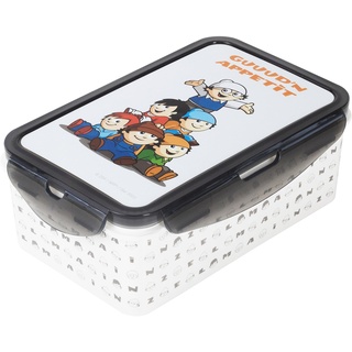 P:os 34995 - Mainzelmännchen Brotdose für Kinder mit 2 herausnehmbaren Einsätzen, Lunchbox aus Kunststoff mit 4 Clip-Verschlüssen, Vesperdose für Kindergarten, Schule und Freizeit