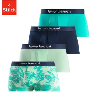 Bruno Banani Boxer »Boxershorts für Herren« Packung, 4er-Pack, 4 Stk. mit Palmendruck und unifarben aus Baumwollmischung, grün