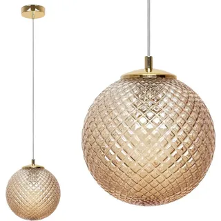 Hängelampe Cannes 1-flammig mit bernsteinfarbenem Glas Lampenschirm 20cm E27