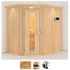 Bild Sauna »Swantje«, (Set), 3,6-kW-Bio-Plug & Play Ofen mit externer Steuerung beige