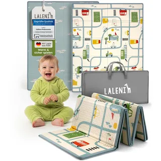 Laleni Krabbelmatte Baby 120x150x1 cm - wasserdichte Spielmatte Baby faltbar - isolierende Bodenmatte Kinder - weich & schützt vor kaltem Untergrund - Krabbeldecke outdoor & indoor - Auto-Motiv