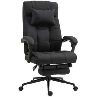 Vinsetto Bürostuhl Drehstuhl Höhenverstellbar Schreibtischstuhl mit Fußstütze Schwarz , Kunststoff , 66x120x76 cm , Büromöbel, Bürostühle, Drehstühle
