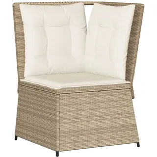 vidaXL Garten-Ecksofa mit Kissen Beige Poly Rattan - Beige