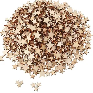 NTRUXZP JupitersternZum Beschriften, 100 Stück Mini Holzsterne Blank Holz Stern Scheiben Kleine Stern Verschönerungen Holzstern Tags für Hochzeit Basteln DIY Streudeko Tischdeko Weihnachtsdeko
