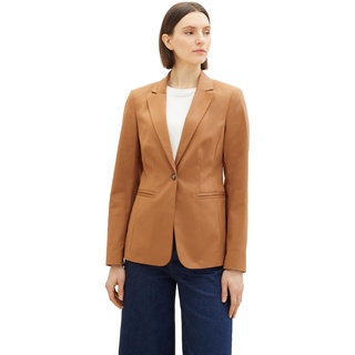 TOM TAILOR Damen Slim Fit Basic Satin Blazer , light chestnut, 32