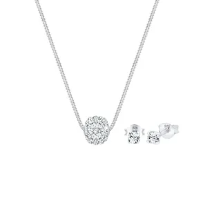 Elli Schmuckset Weiß 925 Sterling Silber / Glas