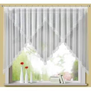 Stickereien Plauen Gardine »Sahra« Kräuselband 1 Stk. tlg. veredelt mit echter Plauener Spitze Stickerei Stickereien Plauen weiß