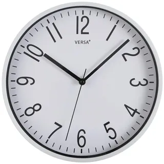 Versa Raven Wanduhr - Leiser und dekorativer, für Küche, Wohn- oder Esszimmer - leicht ablesbar, Maßnahmen (H x L x B) 30 x 4,3 x 30 cm, Polypropylen, Farbe: Weiß und Schwarz