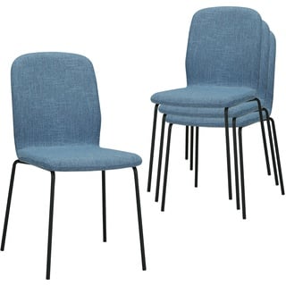 Albatros Esszimmerstühle 4er Set blau - stapelbar, bequemer Polsterstuhl - Eleganter Küchenstuhl, Stuhl Esszimmer oder Esstisch Stuhl, Konferenzstuhl , Stückzahl:4, Farbe:Blau