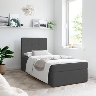Bett, Boxspringbett MERA MINI mit Bettkästen, Doppelbett, Stauraum, Schlafzimmer, Polsterbett, Bettgestell (80x200, Schwarz - Aura 18, Ohne Topper) - Schwarz