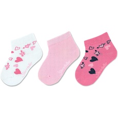 Sterntaler Baby Mädchen Baby Socken Kurz-Söckchen 3er Pack Herzen - Socken Baby, Babysöckchen, Babysocken - aus Baumwolle - rosa, 18