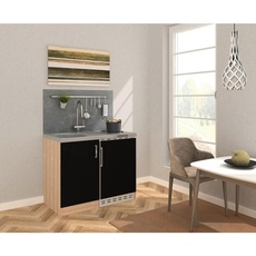 Bild Miniküche in Schwarz/Eiche Sonoma inkl. E-Geräte