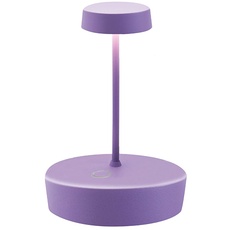 Zafferano, Swap Mini Lampe, Wiederaufladbare und Kabellose Tischlampe mit Touch Control, Geeignet für den Innen- und Außenbereich, Dimmer, 2700 K, Höhe 14,8 cm, Farbe Lilac