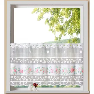 WECKBRODT Scheibengardine »Rosen« Stangendurchzug 1 Stk. tlg. Bistro, Jacquard, floral, Bordüre, HxB 45x145cm, Gardine, Store, rosa