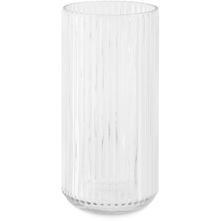 Navaris Glasvase geriffelt groß 25cm Höhe Ø 11,5cm - Blumenvase Glas minimalistisch Skandinavischer Stil - Vase Glas für Blumenarrangements Deko Wohnzimmer - zylindrische Vase mit Rillen