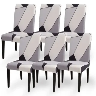 Aisprts Stuhlhussen 6er Set Stretch Stuhlhussen für Esszimmerstühle, Abnehmbarer Waschbarer Stühle Schutz Dekoration Stuhlbezug für Haus, Küche, Hotel, Restaurant, Bankett, Hochzeit, Party
