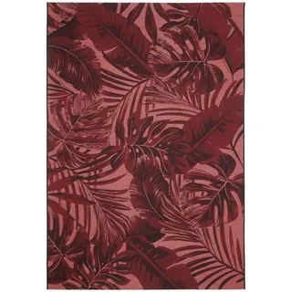 Ambia Garden Outdoorteppich , Bordeaux , Textil , Blätter , rechteckig , 160x230 cm , Made in Europe , für Fußbodenheizung geeignet, in verschiedenen Größen erhältlich, wasserabweisend, schmutzabweisend, lichtunempfindlich, feuchtraumgeeignet, stuhlrollengeeignet, pflegeleicht, strapazierfähig, leicht zusammenrollbar , Teppiche und Böden, Teppiche, Outdoorteppiche