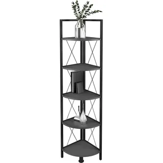 Standregal VCM "Holz Metall Eckregal Bücher Regal Insasi 5fach", schwarz (anthrazit), B:34cm T:34cm, Regale, Standregal