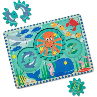 Melissa & Doug - Unterwasser-Puzzle aus Holz mit drehenden Zahnrädern – 18 Teile