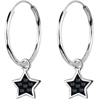 Elli Creolen Stern schwarz 925 Sterling Silber