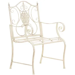 CLP Gartenstuhl Punjab aus lackiertem Eisen mit Verzierungen im Jugendstil antik-creme - Beige