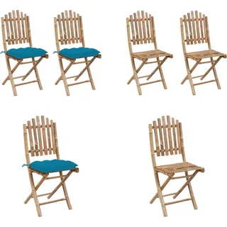 vidaXL Klappbare Gartenstühle 2 Stk. mit Kissen Bambus - Gartenstuhl - Gartenstühle - Outdoor-Stuhl - Outdoor-Stühle - Blau