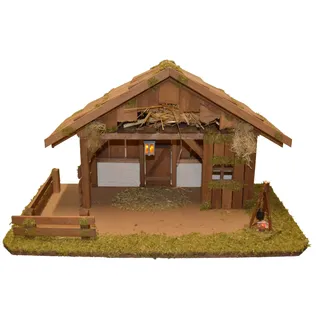 Alfred Kolbe Krippe »Krippenstall ohne Trafo« mit Laterne, Lagerfeuer, braun