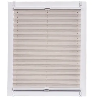 Plissee Made in Germany, Tageslicht, Echtcrush, natur, Klemmfix, weisse Schiene, 60 x 150