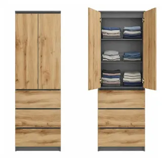home collective Kleiderschrank 50 x 180,5 x 40 cm Braun/Grau