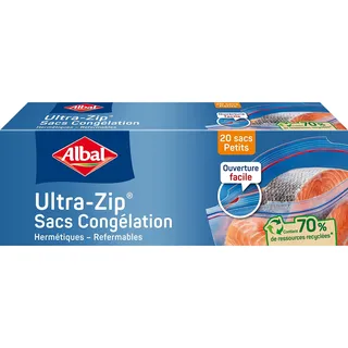 Albal - 20 Gefrierbeutel mit Ultra Zip – kleines Modell 1 l – Reißverschluss – robust – enthält recycelte Ressourcen