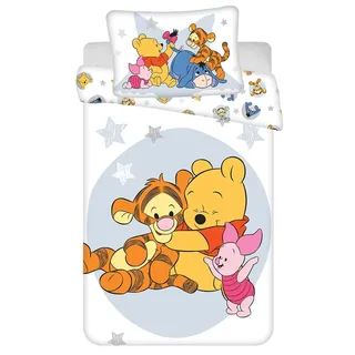 Winnie Puuh Babybettwäsche 100x135 + Kissenbezug 40x60 Tigger Eeyore Junge | Wendbare Baby-Bettwäsche | Naturbaumwolle weich atmungsaktiv | Ferkel Disney | 0-3 | Kinderbett | Maschinenwaschbar