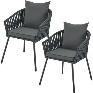 Juskys 2er Set Gartenstuhl 58 x 58 x 78 cm anthrazit