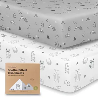 Baby Spannbettlaken 70x140 - Baby Bettwäsche Spannbetttuch, 2er Pack Bettlaken Babybett, Spannbettlaken Kinderbett, Spannbettlaken für Babybetten, Baumwolle Bettlaken Kinderbett(Woodland)