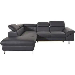 Cotta Ecksofa COTTA "Driver L-Form", schwarz, B:268cm H:73cm T:214cm, Kunstleder SOFTLUX;LEDER BEEFY (ein abgedecktes Spalt-Rindsleder) im Sitz und Rücken (Korpus in Kunstleder);Luxus-Kunstleder;Leder Pampas (echtes Rindsleder) im Sitz und Rücken (Rückseite mit 