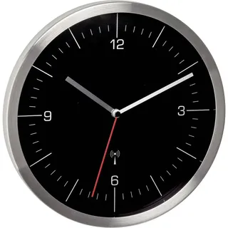 TFA Funk Wanduhr 24,5 cm 60.3544.01 schwarz/silber