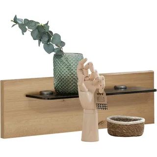 Dieter Knoll Nachtkommodenpaneel , Grau, Eiche Bianco , Glas, Holzwerkstoff , 60x20x12 cm , ISO 9001, Made in Germany , Schlafzimmer, Nachtkästchen