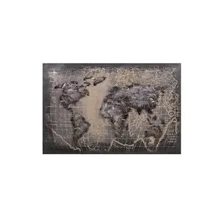 Garden Pleasure Wandbild 3D Weltkarte grau, Metall
