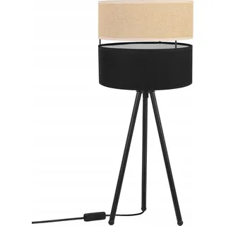 Light-Home Juta Lampenschirm Tischlampe Modern - Nachttischlampe - Tischleuchte E27 - 1-Flammig EDRON - Schwarz Basis und Jute und Schwarz - Schwarz, Braun