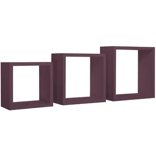 KUBISCHER 3ER SET WANDREGAL FARBE AUBERGINE MOD. INCUBO